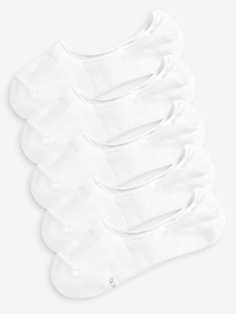 White 5 Pack Invisible Trainers Socks - Image 1 of 2
