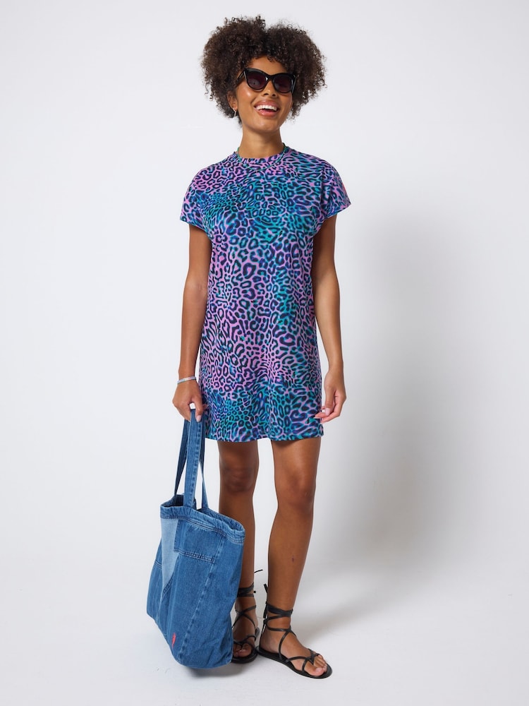 blue and pink leopard print dress Womens SCAMP & DUDE Ray T-Shirt US 16 Fit Model is 57