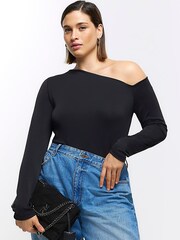 River Island Black Plus Aysm Off Shoulder Top - Image 1 of 6