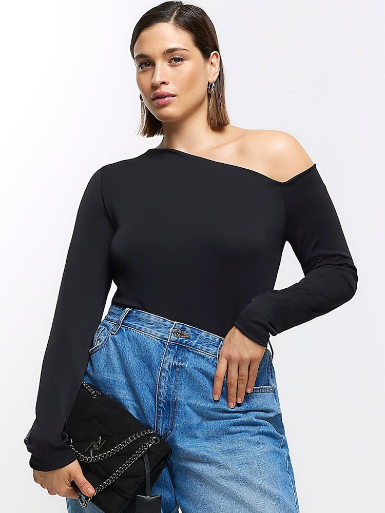 River Island Black Plus Aysm Off Shoulder Top - Image 1 of 6