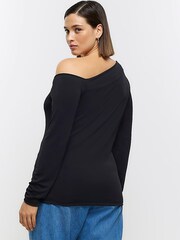 River Island Black Plus Aysm Off Shoulder Top - Image 2 of 6