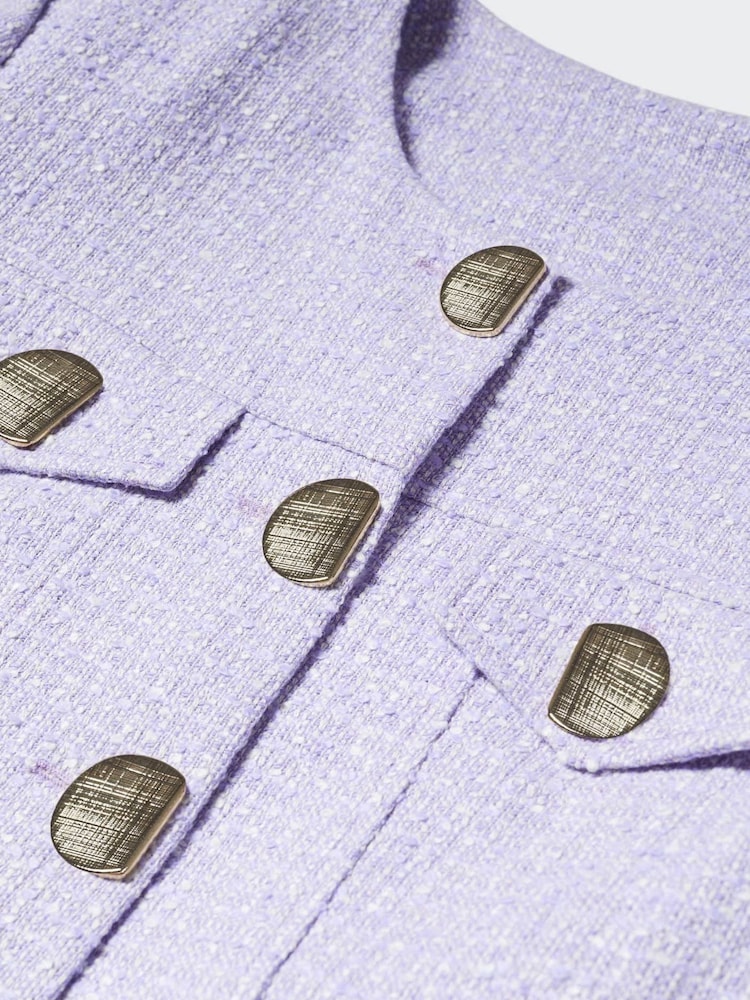 Mango Purple Tweed Jacket With Metal Buttons - Image 7 of 7 Mango Purple Tweed Jacket With Metal Buttons - Image 7 of 7