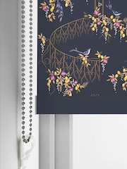 Sara Miller Navy Blue Birds & Gate Made to Measure Roller Blinds - Image 5 of 6