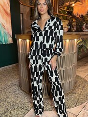 AX Paris Printed Geometric Black Trousers - Image 1 of 4