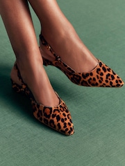 Boden Leopard Print Mini Block Sling Back Shoes - Image 1 of 5