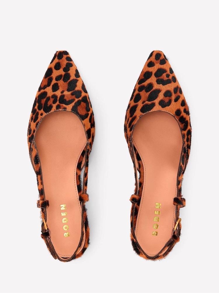 Boden Leopard Print Mini Block Sling Back Shoes - Image 5 of 5 Boden Leopard Print Mini Block Sling Back Shoes - Image 5 of 5