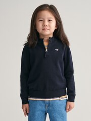 GANT Blue Shield 100% Cotton Half Zip Jumper - Image 1 of 6