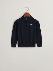 GANT Blue Shield 100% Cotton Half Zip Jumper - Image 5 of 6