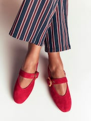 Boden Red Kylie Flat Buckle Mary Janes Shoes - Image 2 of 5