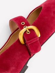 Boden Red Kylie Flat Buckle Mary Janes Shoes - Image 4 of 5
