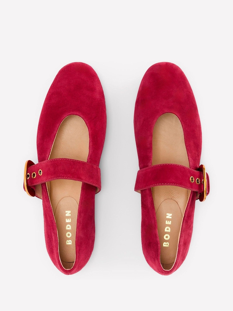 Boden Red Kylie Flat Buckle Mary Janes Shoes - Image 5 of 5