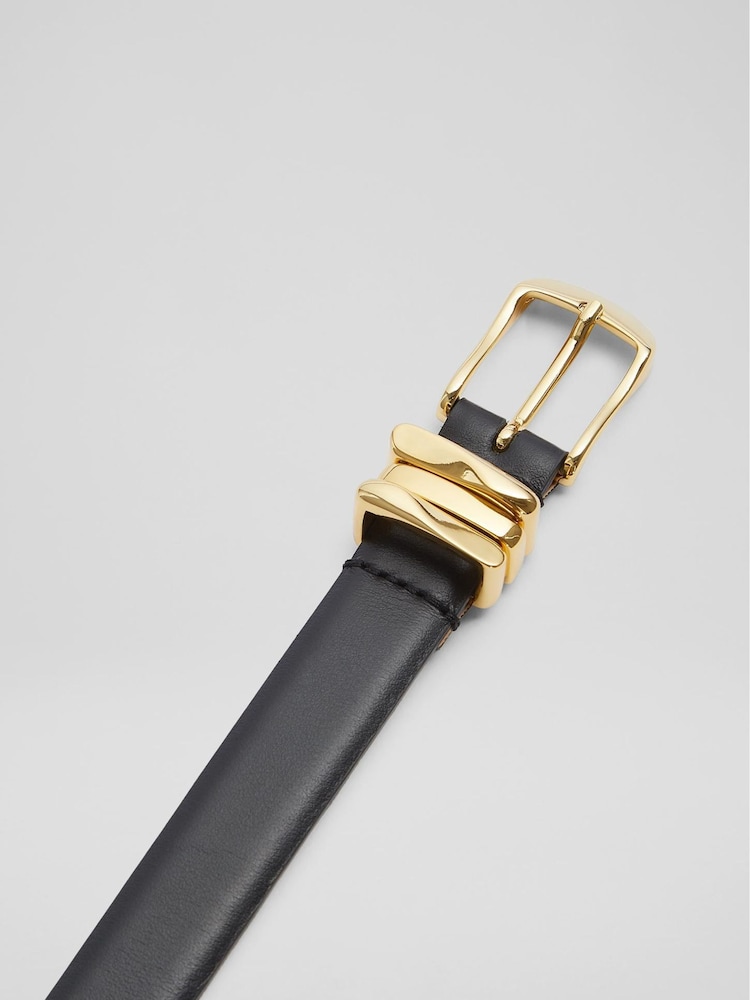 LK Bennett Black Leather Georgette Belt - Image 2 of 2