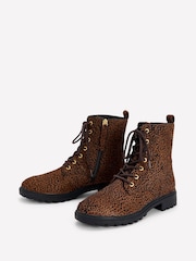 Brązowy z nadrukiem panterki - Boden Alex Lace Up Ankle Boots - Obraz 3 z 4