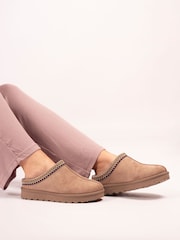 Lunar Brown Nepal Mink Slippers - Image 1 of 6
