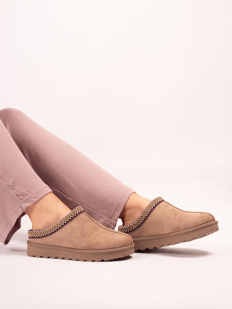 Lunar Brown Nepal Mink Slippers - Image 1 of 6