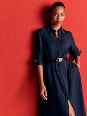 Boden Blue Kate Pleated Shirt Dress - Image 2 of 6