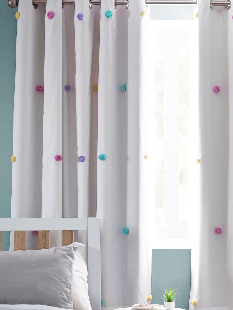 Multi Pom Pom Eyelet Blackout Curtains - Image 1 of 5