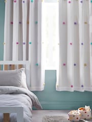 Multi Pom Pom Eyelet Blackout Curtains - Image 2 of 5
