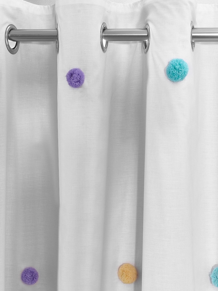 Multi Pom Pom Eyelet Blackout Curtains - Image 4 of 5