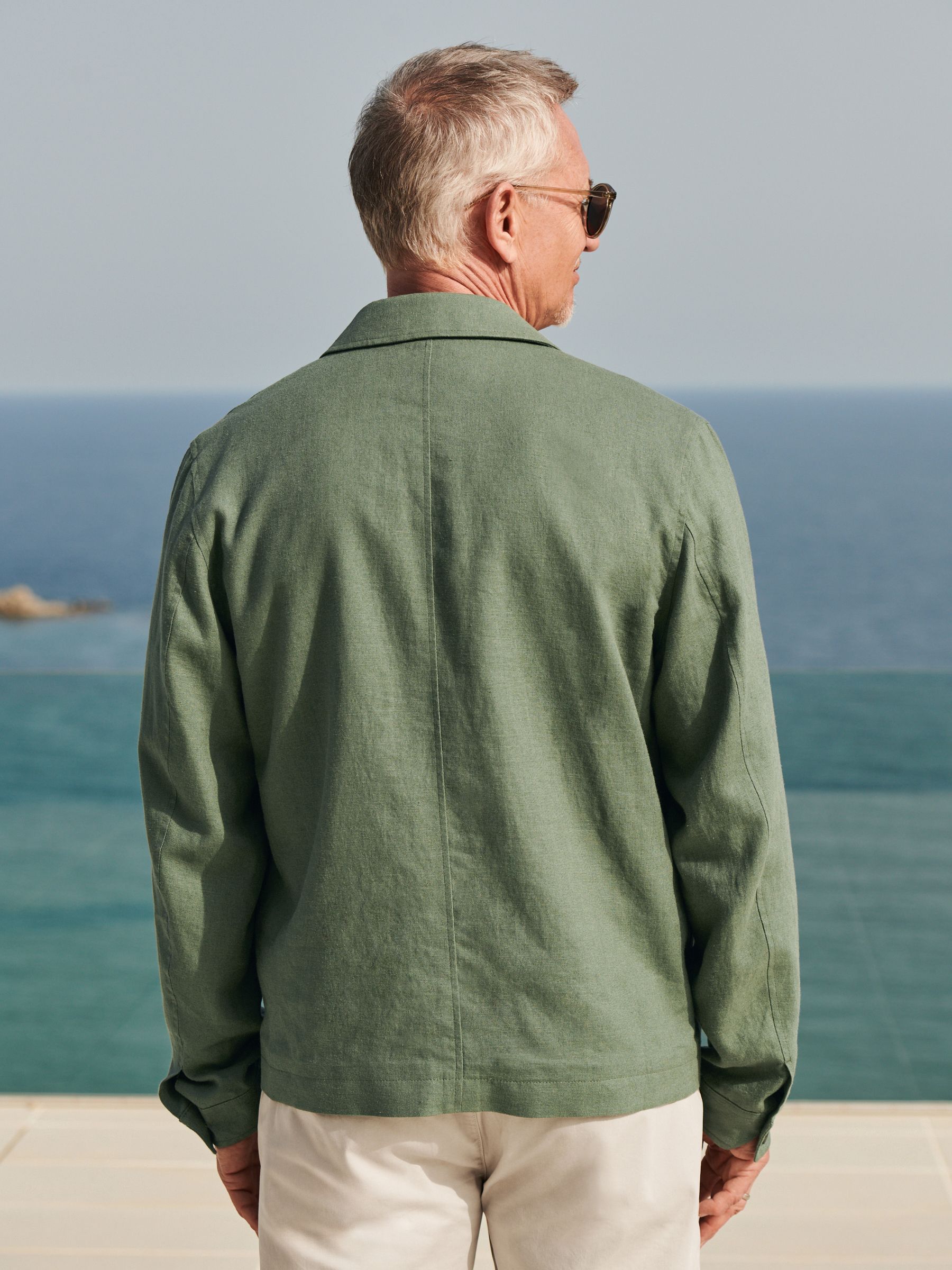 Buy Sage Green Linen Blend Trucker Jacket from Next Luxembourg