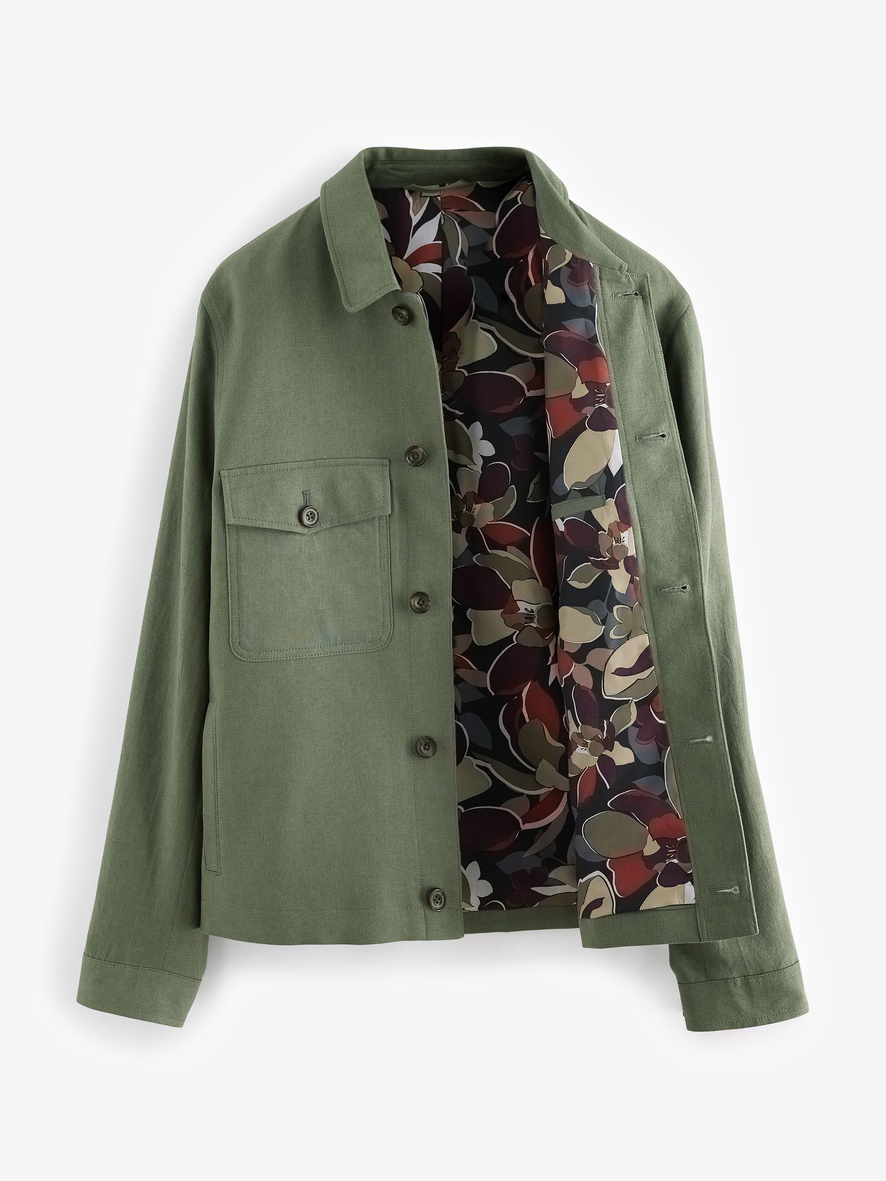 Buy Sage Green Linen Blend Trucker Jacket from Next Luxembourg