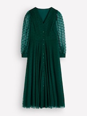 Boden Green Pleated Tulle Midi Dress - Image 6 of 6