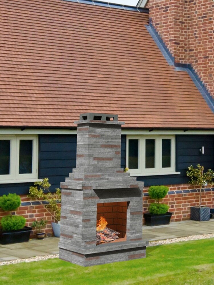 Callow Grey Stone Outdoor Wood Burning Fireplace - Image 1 of 4