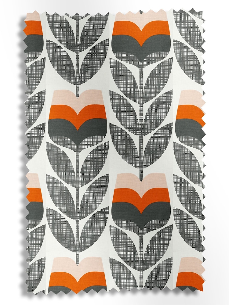 Orla Kiely Orange 100% Cotton Bud Made To Measure Roman Blind - Image 6 of 6