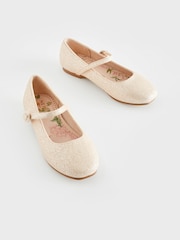 Champagne Gold Glitter Wide Fit (G) Mary Jane Square toe Occasion Shoes - Image 1 of 5