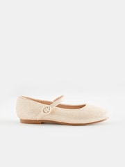 Champagne Gold Glitter Wide Fit (G) Mary Jane Square toe Occasion Shoes - Image 2 of 5