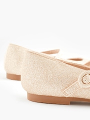 Champagne Gold Glitter Wide Fit (G) Mary Jane Square toe Occasion Shoes - Image 3 of 5