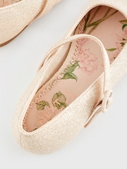 Champagne Gold Glitter Wide Fit (G) Mary Jane Square toe Occasion Shoes - Image 5 of 5