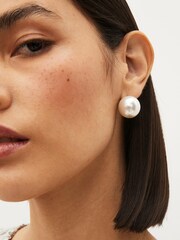 White Pearl Back to Front Earrings - Image 1 of 1