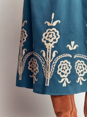 Boden Blue Smocked Cord Midi Dress - Image 4 of 5