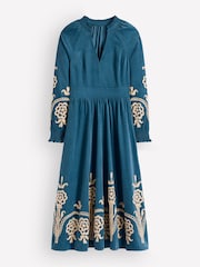 Boden Blue Smocked Cord Midi Dress - Image 5 of 5