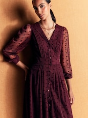 Boden Pleated Tulle Midi Dress - Imaginea 3 din 5