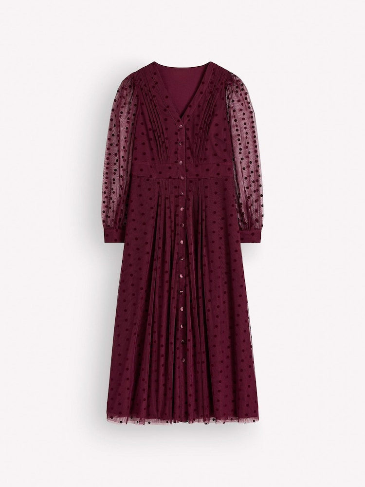 Boden Pleated Tulle Midi Dress - Imaginea 5 din 5