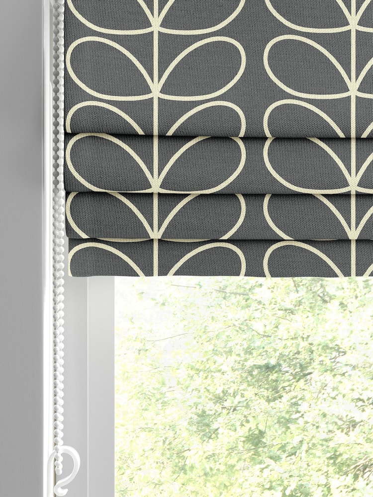 Orla Kiely Grey 100% Cotton Linear Stem Made To Measure Roman Blind - Image 2 of 5