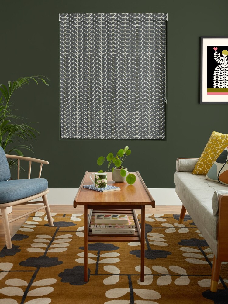 Orla Kiely Grey 100% Cotton Linear Stem Made To Measure Roman Blind - Image 5 of 5