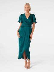 Forever New Green Forever New Estelle Flutter Sleeve Midi Dress - Image 1 of 4