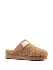 Lunar Natural Naples Mink Adjustable Strap Slippers - Image 1 of 4