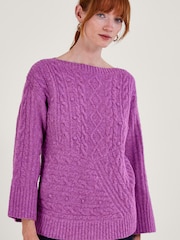 Lila - Monsoon Geknöpfte Strickjacke - Bild 1 von 4