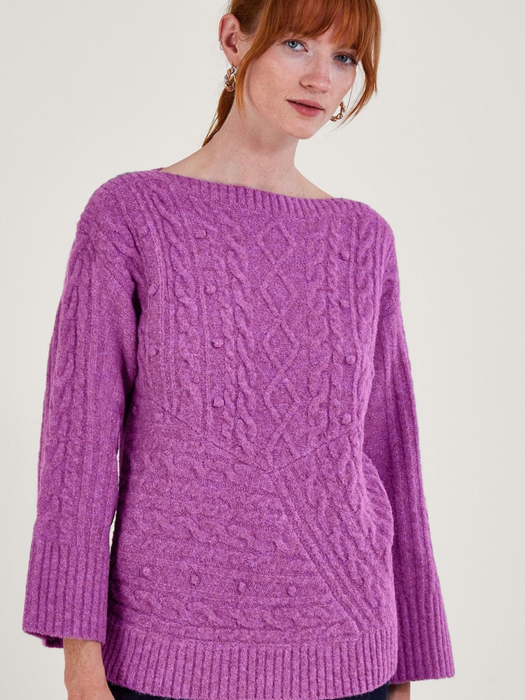 Lila - Monsoon Geknöpfte Strickjacke - Bild 1 von 4