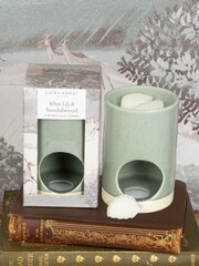 Laura Ashley Green Hartingdon White Lily & Sandalwood Wax Melt Burner - Image 1 of 5