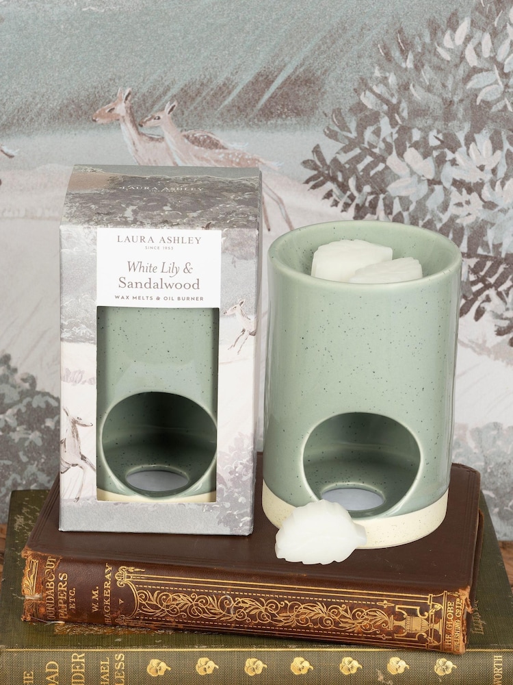 Laura Ashley Green Hartingdon White Lily & Sandalwood Wax Melt Burner - Image 1 of 5