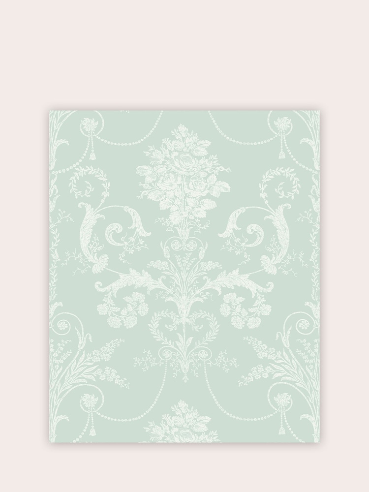 Laura Ashley Duck Egg Josette A4 Wallpaper Sample - Image 2 of 4