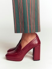 Boden Red Platform Heeled Loafers - Image 1 of 5