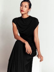 Boden Black Drape Jersey Crepe Maxi Dress - Image 1 of 3