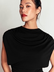 Boden Black Drape Jersey Crepe Maxi Dress - Image 2 of 3