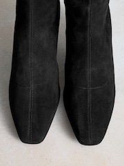 Russell & Bromley Black Suede Carrie Knee High Block Heel Sock Boots - Image 4 of 6